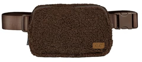 C.C Sherpa Bauchtasche für Damen, Unisex, Fuzzy Daily Waist Crossbody Gürteltasche mit verstellbarem Riemen, Sherpa-Braun, 9 inches x 2 inches x 6 inches, Bauchtasche