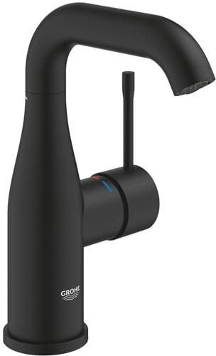 GROHE Essence Mitigeur lavabo monocommande 1/2″ Taille M fantôme 24176KF1, Noir/Transparent