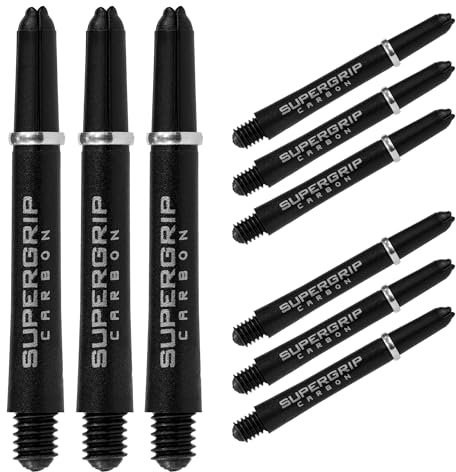 Harrows Dartpfeile 3 Sets Carbon ST Dartschäfte – insgesamt 9 Dartschäfte – erhältlich in 3 Größen – robuster Carbon-Verbundstoff – Midi-Silber