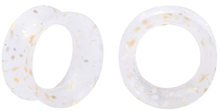 Longbeauty 1 Paar Silikon Ohrpiercing Ohr Tunnel Flesh Expander Stretcher Earlets Plug Gauges Double Flared Weich für Ohrläppchen, Klar/Gold, 6MM