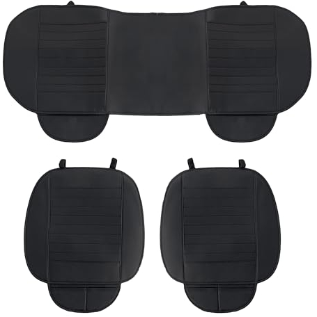 Auto Accessori Lupex Coprisedile Seduta 3 pezzi Universale Auto in PVC Nero | Protezione Sedile 2 Anteriore e 1 Posteriore | Protector Comfort Automotive Cuscino Interni