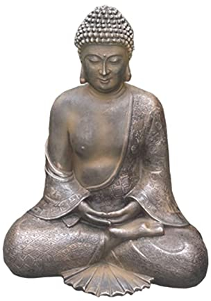 rockible Handgefertigte Buddha-Figur für Haus und Garten, Bronze