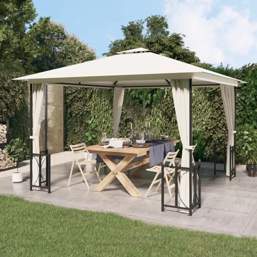 ARKEM Gazebo Pergola con Telo Impermeabile Richiudibile E Struttura Rettangolare in Acciaio Inossidabile Ad Alta Densità, per Arredo Giardino, Terrazzo e attività Commerciale,Gazebo con Teli Laterali
