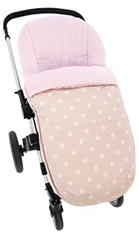 Saco Silla de Paseo Universal Rosy Fuentes- Saco Carrito Bebé - Funda de silla de paseo - Equipado para ser Ajustado perfectamente -Rosa Pastel