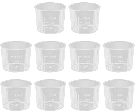 Saiyana 10 Pack 15ml Graduated Clear Plastic Measuring Cups Practical Experimental Tools for Mixing Paint Pigments Epoxy Resins Measuring Spoons Measuring Spoons