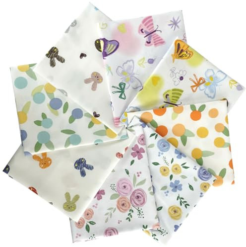Qililandiy Baumwollstoff 100% Baumwolle Nähstoffe mit verschiedenen Muster Patchwork DIY Stoffpaket 46x56cm Zugeschnittene Stoff Quadrate zum Nähen Handwerk Deko (8 Stück Schmetterling)