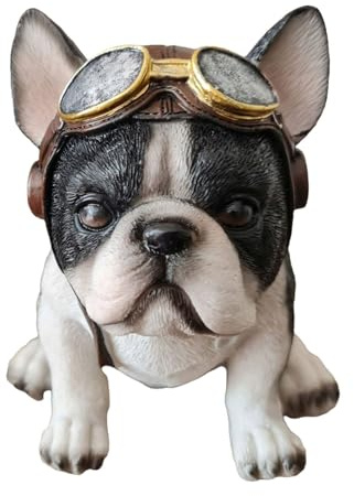 Kremers Schatzkiste Sitzende Bulldogge mit Helm - Bunte Dekofigur 18 cm für Hundeliebhaber Skulptur