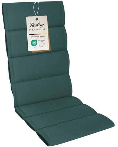 Herlag Hochlehner-Polsterauflage Linnea 123x50x3cm | Stuhlauflage Mehrfachsteppung | Auflage für Hochlehner-Gartenstühle | Premium-Line | Öko Tex 100 | 1 Polster | Petrol Sundance Wetterfest