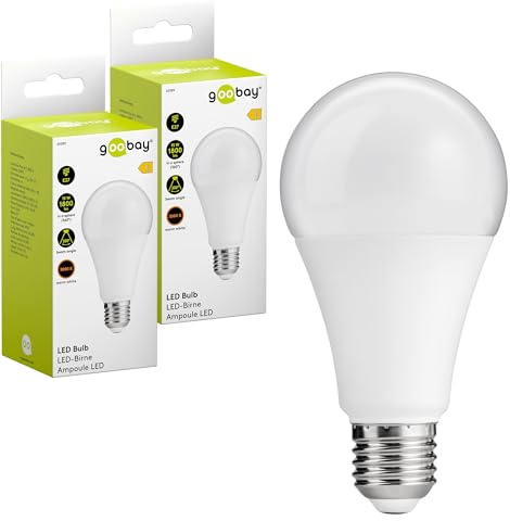 goobay 74109 E27 LED Birne 15 Watt - Warmweiße Lampe für E27 Fassungen, Energiesparend, Mattiert, Ersatz für Glühbirne - 2 Stück, Weiß
