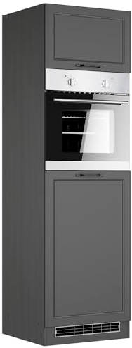 Lomadox Küchenschrank Hochschrank Backofen-Umbauschrank 60 cm in grau