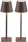 VISDANFO 2 Pezzi Lampada da Tavolo LED Senza Fili, Ricaricabile 5000mAh, Dimmerabile, 2700-6000K, Lampada da Comodino Batteria per Camera da letto, Sala da pranzo, Esterno, Impermeabile (Marrone)