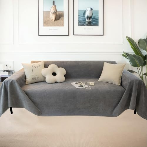 jianyana Sofa überzug Sofaüberwurf Weich Strapazierfähig Wendbar Chenille Universal Couch überzug Modernes Karomuster lschutz für 2 3 4 Sitzer Sofa Zweisitzer L-förmige Ecke Futon Sofas(180x340cm)