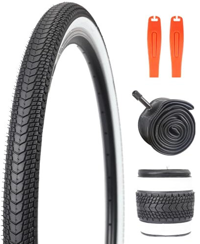 GRELiving 1 juego de neumáticos de bicicleta de montaña de 26 x 1,75 pulgadas + 26 x 1,75/2,125 pulgadas AV48 mm + 2 elevadores de neumáticos para bicicleta de montaña, bicicleta de ciudad, bicicleta