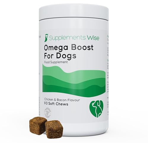 Omega 3 Chews for Dogs - Dog Supplements for Itchy Skin - 90 Chicken & Bacon Flavour Omega 3 Supplements with Salmon Oil - Dog Fish Oil Treats - Easy to Feed Itch and Allergy Chews