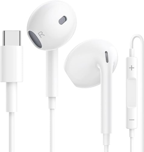 Écouteurs USB C pour iPhone 16 Écouteurs HiFi Stéréo Intra Auriculaires avec Micro et contrôle du Volume【Certifié MFi】 Écouteurs Filaire USB C pour iPhone 16/16Pro/15/15Pro Galaxy S24 S23 S22/iPad ect