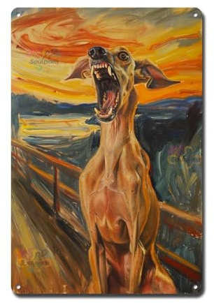 Soulpons Decorative Tin Sign Vintage Wall Art Saluki Scream Run Gift for Saluki Aficionados' Abodes Japanese Garden Decor Corrosion Resistant Aluminum 6×8 Inches