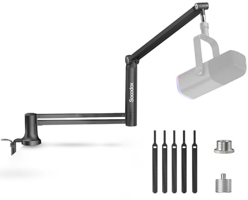 Soporte de brazo de micrófono con rotación de 360°, brazo de brazo de escritorio, adaptadores de 3/8 a 5/8 pulgadas y 1/4 a 3/8 pulgadas para radiodifusión