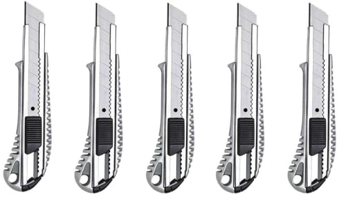 12 x Cuttermesser aus Alu-Druckguss – 18 mm Abbrechklinge, Teppichmesser für Karton & Laminat, rutschfestes Universalmesser mit sicherem Schieber & Öse, Profi Cutter Messer für Fliesenleger