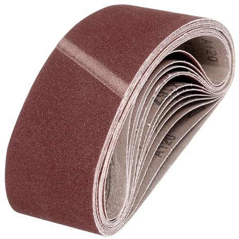 sourcing map 100mm x 610mm Sanding Belts, 10 Pcs 120 Grits Aluminum Oxide Abrasive Belt Sander File Belt for Woodworking, Metal Polishing, Knife Sharpener