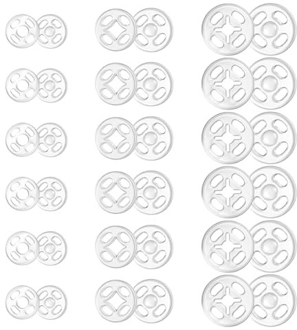 36 Paare Druckknöpfe, Transparent Kunststoff Druckknöpfe zum AnnäHen Runde Unsichtbare Annähen Druckknopf für Kleidung, DIY Handwek, Hemden, Hosen (7,5 mm, 10 mm, 12,5 mm)