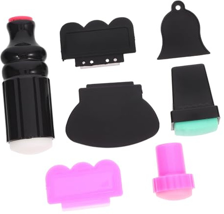 PartyKindom 7pcs Nail Stamper Kit Nail Accessories with Scraper Party and Home Use