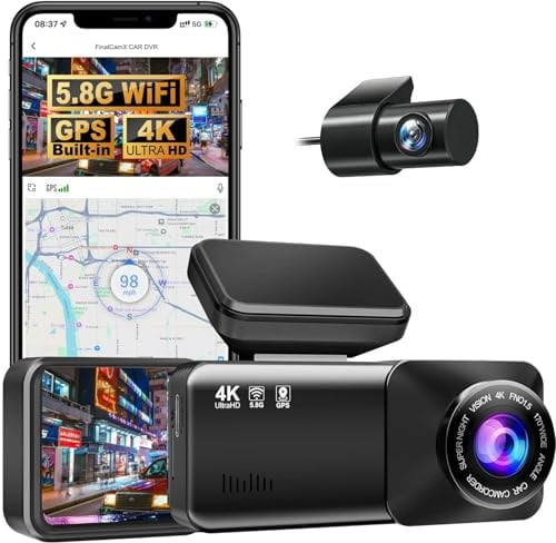 Osmo-s Dashcam Pro 2.0 Neues und verbessertes Modell 2026 4K Dashcam mit 1080P Heckkamera, WiFi, 64GB SD Karte, Dual Kamera, 170° Weitwinkel, Nachtsicht, Loop Aufzeichnung App Steuerung