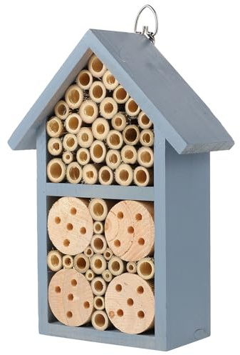 Abaodam Insektenhotel Outdoor mit Wildbienen Nistplatz Bemaltes Holzhaus Garten für Balkon und Terrasse 1 Stück