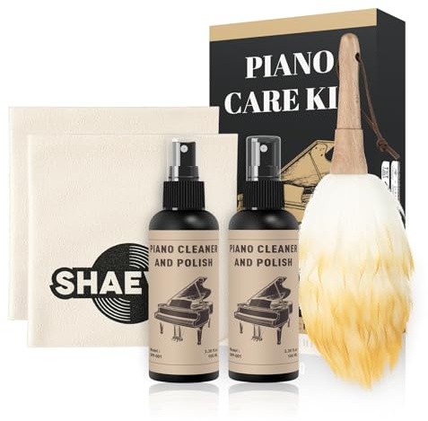 Shaevle Klavierreiniger All‑in‑One Klavier Politur & Reiniger Set | ProTone Klavierpflege Klaviertasten Reiniger für Flügel, Klaviere und Digitalpianos
