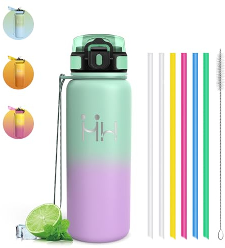 Borraccia Termica 750 ml - Borracce Termiche - Borraccia Termica Con Cannuccia - Bottiglia Senza Perdite - Mantiene Caldo per 12 Ore/Freddo 24 Ore, Borracce per Trekking, Sport, Yoga, Palestra