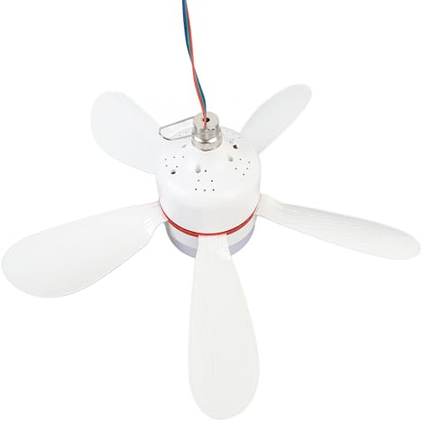 Omquot Ventilatore da Soffitto Portatile Staccabile da 12 V con Luce LED per Pesca in Campeggio da 16,5 Pollici