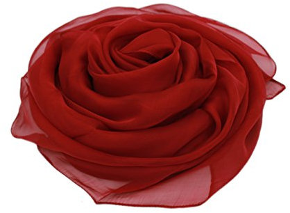 MEISHINE® 180 * 110cm Damen Elegant Seidenschal – Frauen Pashmina aus 100% Reiner Seide (Rot)