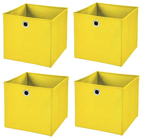 Stick&Shine 4X Aufbewahrungs Korb Gelb Faltbox 33 x 33 x 33 cm Regalkorb faltbar