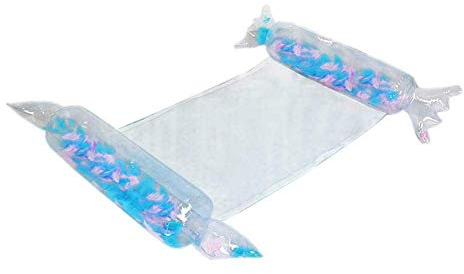 ECOSWAY Pailletten Faltbar Pool Wasser Hängematte, Schwimmende Doppel Rückenlehne Reihe Bett Sofa, Tragbar Aufblasbar Leicht Stuhl für Erwachsene und Kinder - Feder