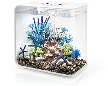 biOrb Flow 15 Acrylic Aquarium, White, MCR Multi-Colour Remote LED Lighting, Stylish 15 Litre Fish Tank with 5-Step Filtration, Easy Setup, Includes Remote, Air Pump, Filter Cartridge, Ceramic Media