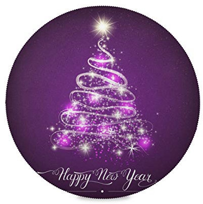 Tischsets für Weihnachten, violett, glänzend, Tannenbaum, rund, 4 Stück