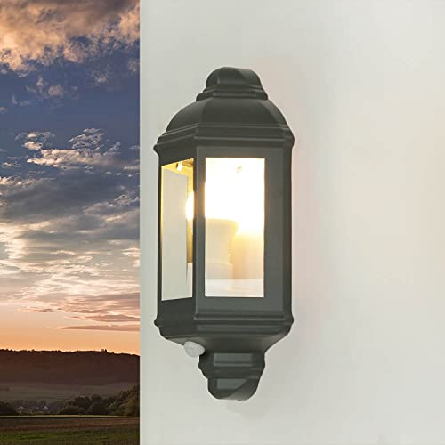 Licht-Erlebnisse Wandleuchte Außen Aluguss Glas Anthrazit IP44 Garten/Terrasse 360 E27 max. 60 Watt Rustikal Livorno Hof Außenlampe Wandlampe Außen rustikal antik
