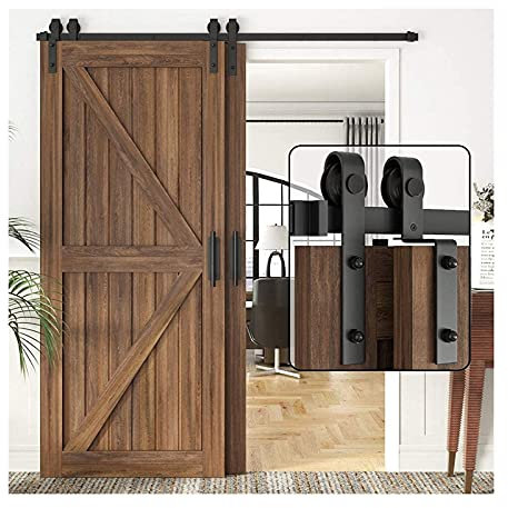 LYLFF 5FT-13FT Scheunentür Doppelspur Silent Riemenscheibe Hardware Zubehör, Gebraucht Für Home/Office/Garage/Schrank Schiebetür Hanging Rail Zubehör (Size : 150cm/5ft)