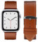 Eternel - Simple tour Bracelet iconique - Compatible toutes Apple Watch - 41/42mm - Fait main en France - Tannage végétal - Gold - Adaptateurs aluminium argent