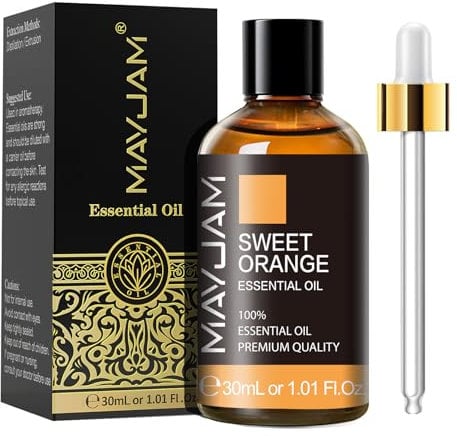 MAYJAM Olio Essenziale Di Arancio Dolce 30ml, Olio Di Arancio Dolce Per Diffusori, Umidificatori, Fai Da Te, Casa, Guardaroba