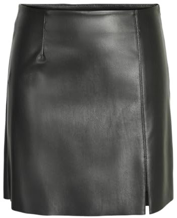 Noisy May Damen Mini Kunstleder Rock | High Waist Lederoptik Skirt Kurz | Coated Stretch Bleistift NMCLARA, Farben:Schwarz, Größe:XS