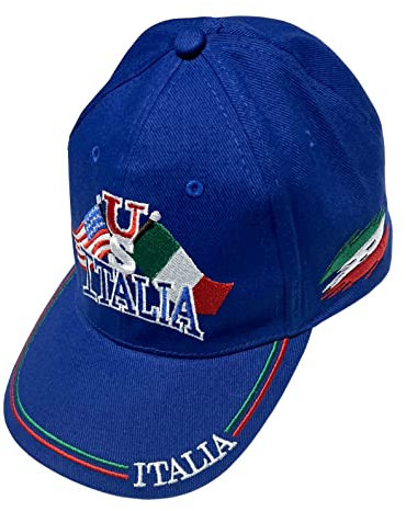 US/Italia Flags bestickte Baseballkappe - bunte italienische Mütze in Blau - Italienische Kollektion von italienischen Stolz FBA, blau, Einheitsgröße