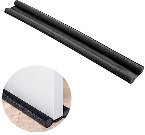 König Design Lot de 2 butées de porte - 93 cm - Fermeture Porte, Bloc Porte Interieur - Joint de porte - Double joint - Coûts de chauffage - Économie d'énergie - Noir