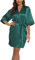 Teemie Vestaglia Donna Kimono Sexy Accappatoi Notte In Raso Sposa Pigiama Scollo V Con Cintura Seta Camicia Vestaglie Corta Camicie Accappatoio Indumenti Elegante Casa Abito Nozze Festa Verde S