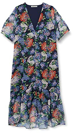 Hope & Ivy Womens The Agda Button Front Tea with Drop Hem Special Occasion Dress, Blue, 16 UK