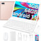 JUSYEA Tablet 10 Pulgadas Android 13 Tablets PC 4GB RAM + 64GB ROM, Octa-Cores 2.0Ghz, WiFi 5G+2.4G, BT 5.0, Cast, 8000mAh, 8+5MP, Cuerpo Metálico, con Funda, Teclado y Ratón, Dorado