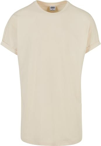 Urban Classics Herren T-Shirt Long Shaped Turnup Tee, lässiges T-Shirt für Männer, in langem Schnitt, whitesand, 5XL