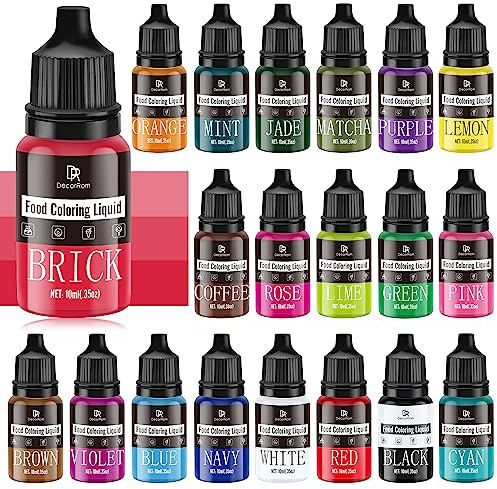 Lebensmittelfarbe - 20 Farben x 10ml Flüssige Konzentrierte Lebensmittel Farben für Kuchen Dekoration, Backen, Kekse, Macaron - Zuckerfrei Food Coloring für Getränken, Tortendeko, DIY Slime, Osterei