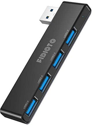 USB Hub, Fidioto 4 Port USB Adapter(1 * 3.0 Hub, 3 * 2.0 Hub), USB Expander Hub for Laptop, iMac Pro, MacBook Air, Mac Mini/Pro, Surface Pro, Notebook PC, USB Flash Drives and Mobile HDD Etc.