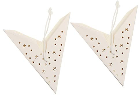 DOITOOL 2st Papierlaterne Mit Neunzackigen Sternen Weiße Hochzeitsstern Lampenschirm Papiersterne in Hellen Farbtönen Lampenschirm Aus Papier Pendelleuchtenschirm Sternenlicht Fenster