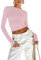 OYIGELZ Long Sleeve Tops Women's Basic T-Shirt Long Sleeves Crop Top Y2K Slim Fit Casual Round Neck Tee Shirt Streetwear(Light Pink-b,S)